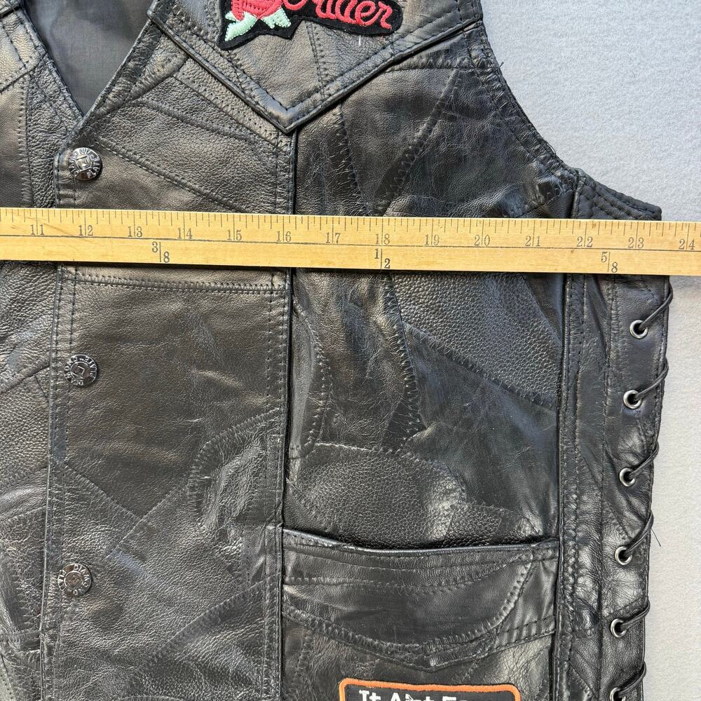 Diamond Plate Leather Vest Women's XL Black Leather Love to Ride Lined - Picture 12 of 14